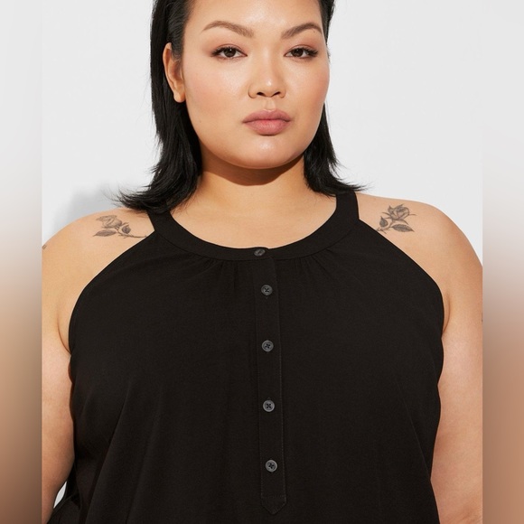 Torrid Rayon Slub Button Front Halter Sleeveless Top Size 00 - Picture 2 of 11